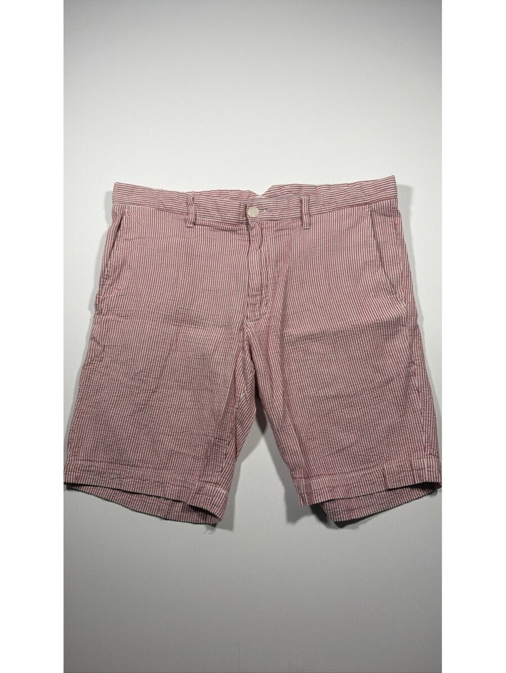 Zara Man Red and White Striped Casual Shorts
